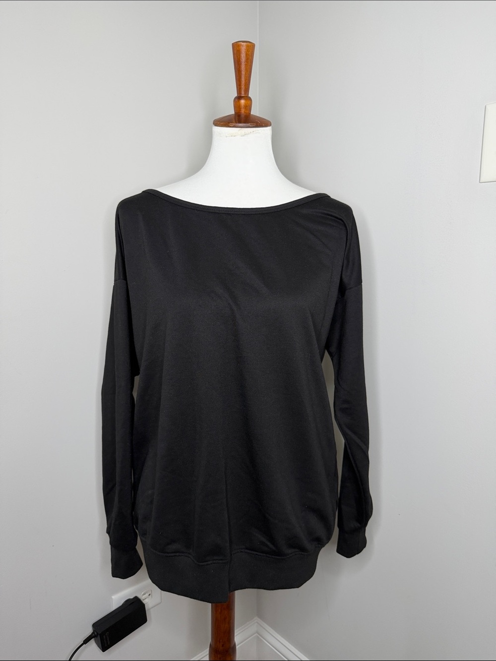 Amazon Women's Black Boatneck Pullover Sweatshirt